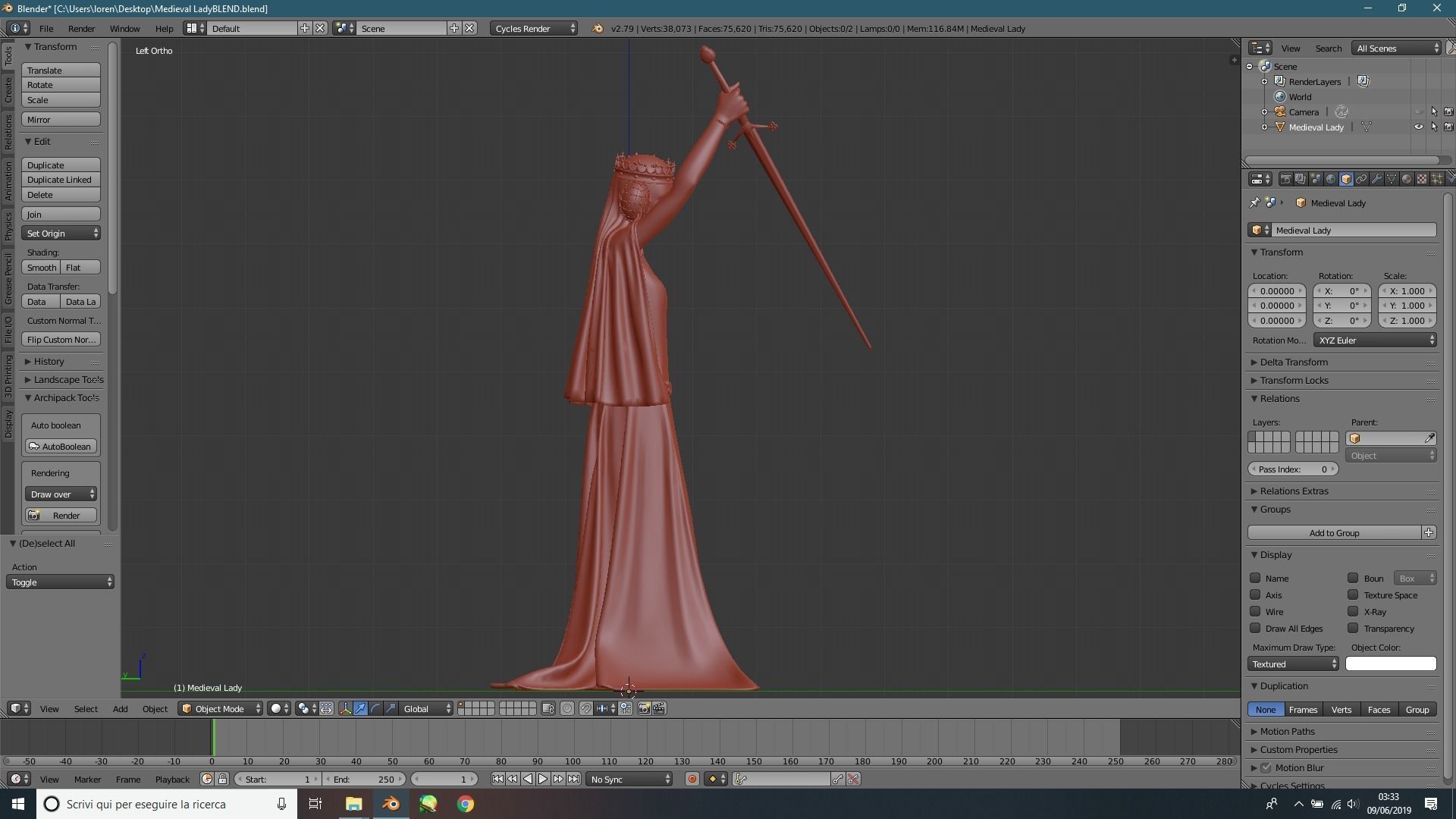 Medieval Lady - female realistic basemesh Free low-poly 3D model_4