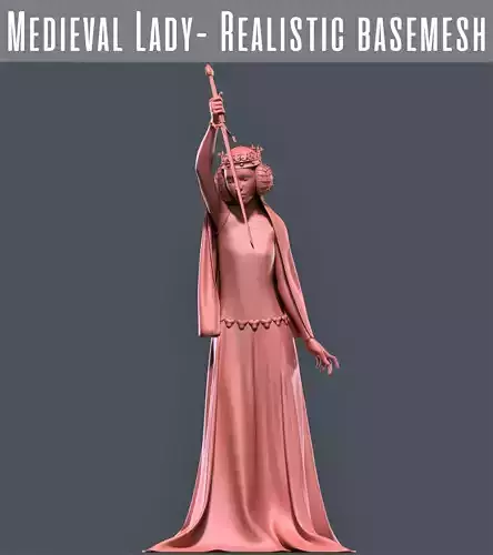 Medieval Lady - female realistic basemesh Free low-poly 3D model Medieval Lady - female realistic basemesh Free low-poly 3D model