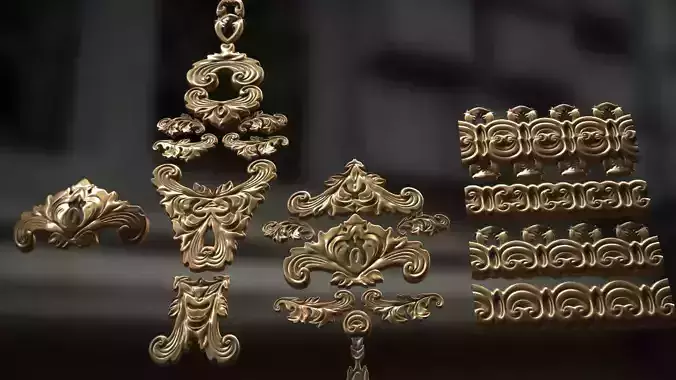 carved decorations collection 3D model