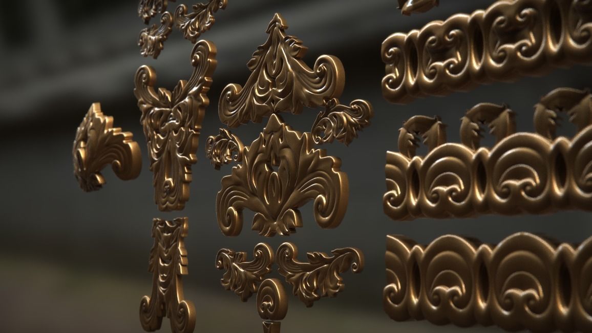 carved decorations collection 3D model_2