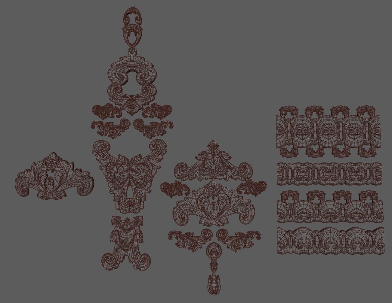 carved decorations collection 3D model_1