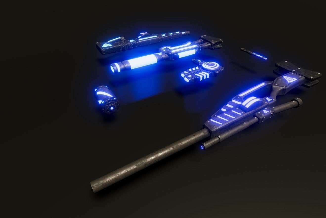 Scifi weapons set Low-poly 3D model_1