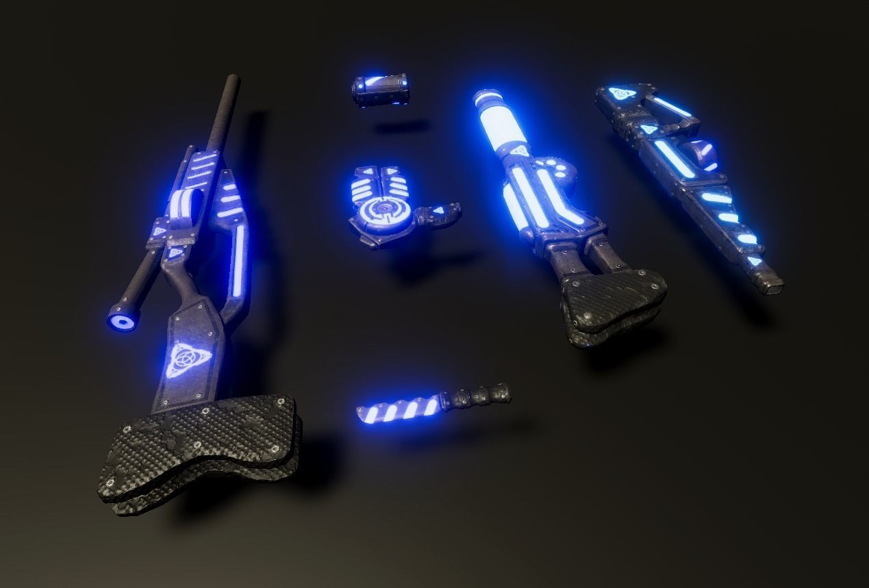 Scifi weapons set Low-poly 3D model_2