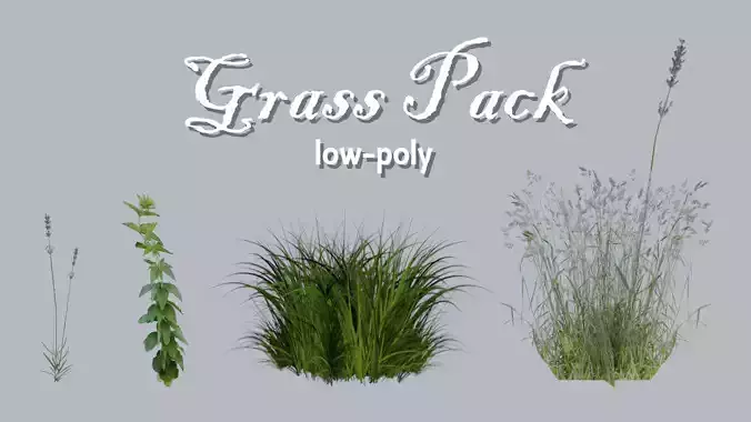 Low-poly Grass Pack Low-poly 3D model