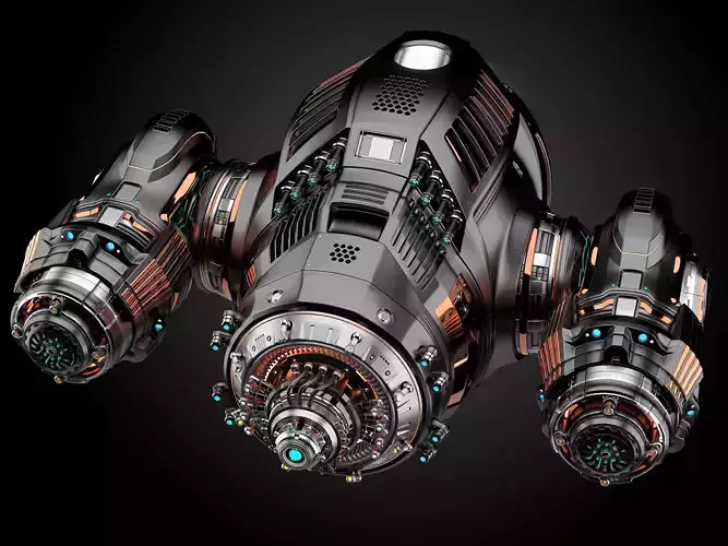 Sci-Fi Military Drone RIGGED 3D model