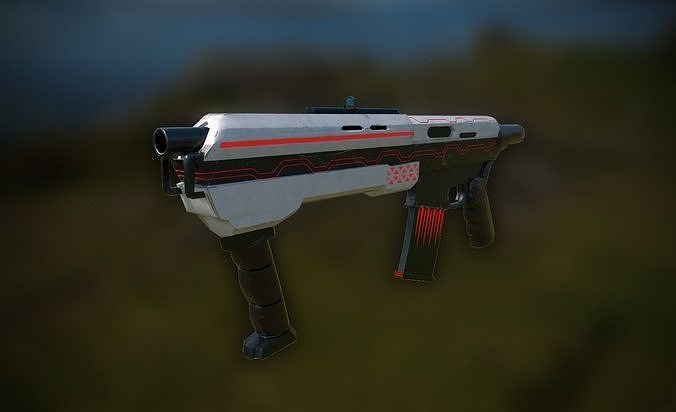 Sci-fi shotgun Low-poly 3D model