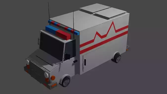 Ambulance stylized low poly