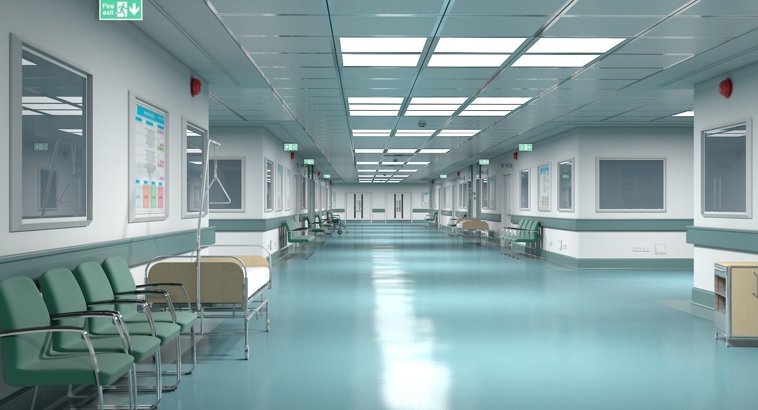 Hospital Hallway 1 Modular 3D model_5