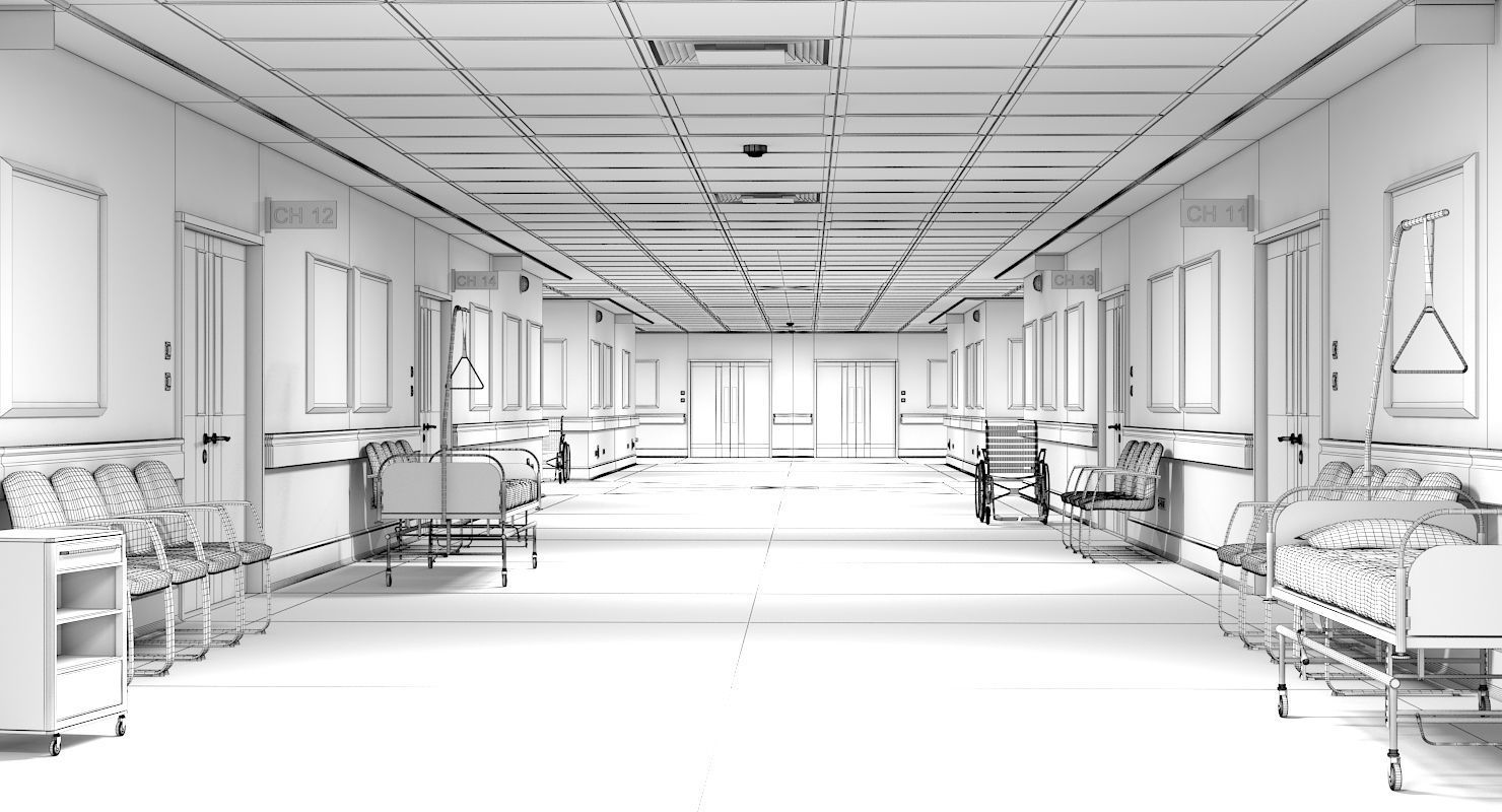 Hospital Hallway 1 Modular 3D model_8