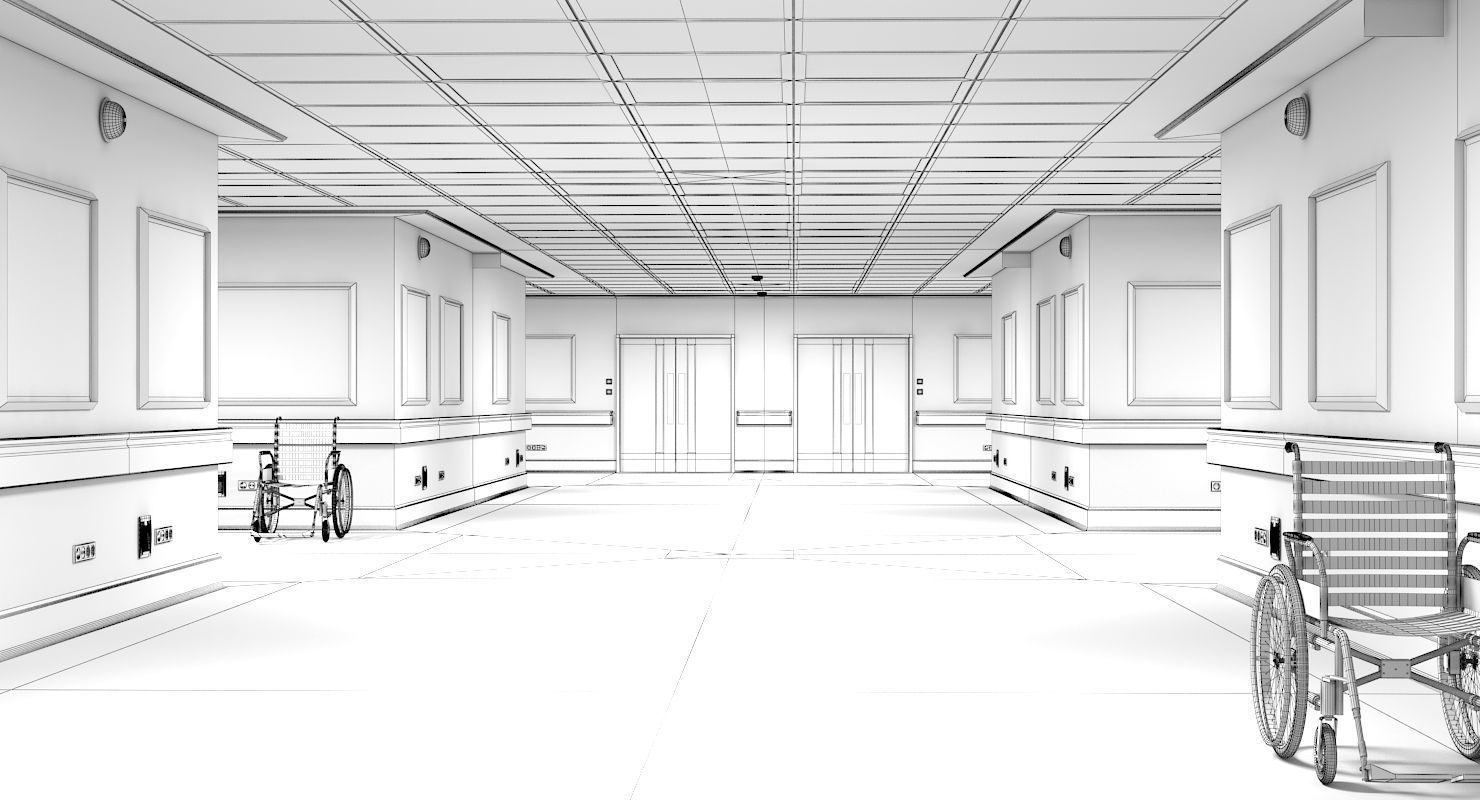 Hospital Hallway 1 Modular 3D model_7