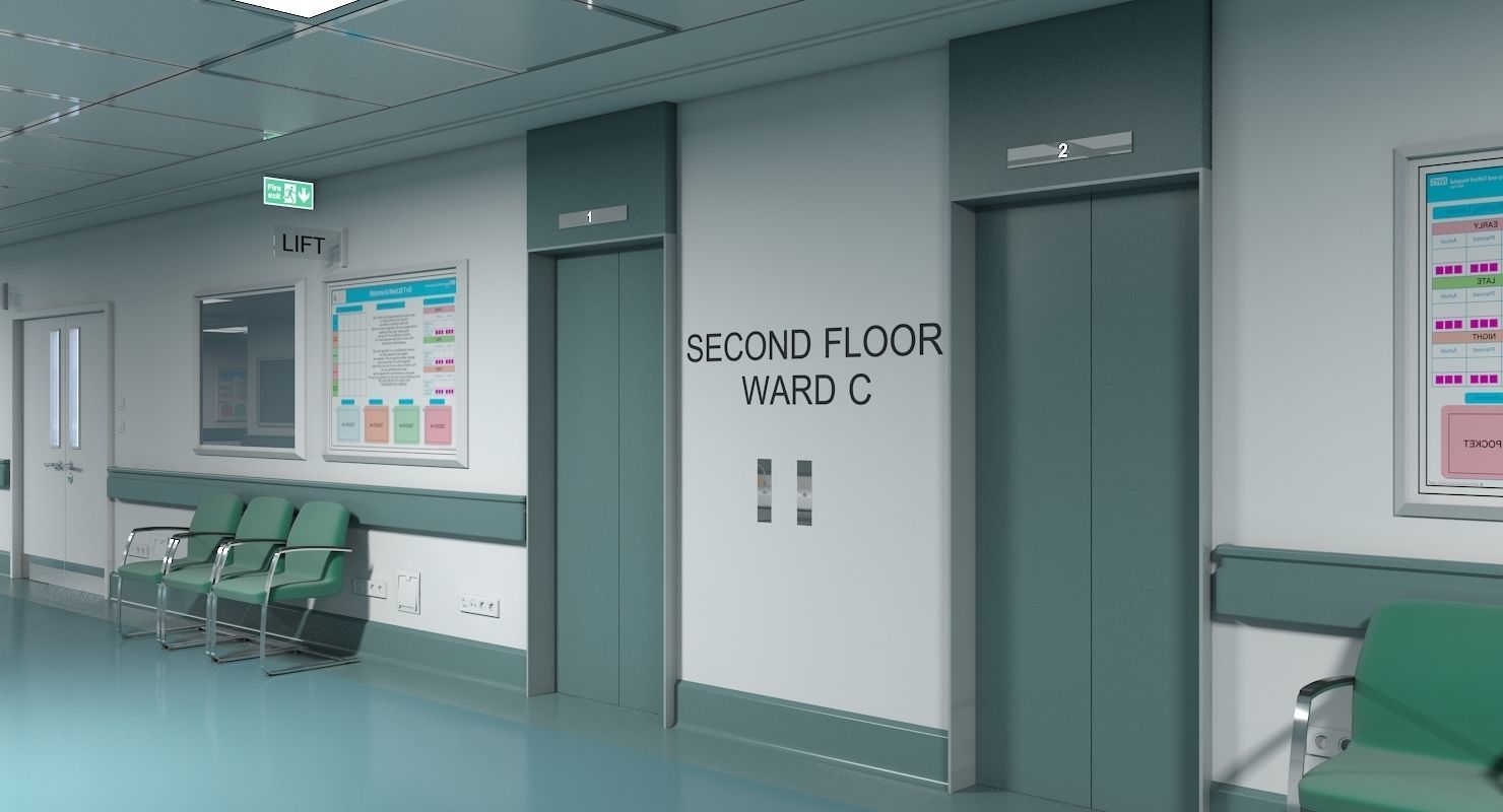 Hospital Hallway 1 Modular 3D model_3