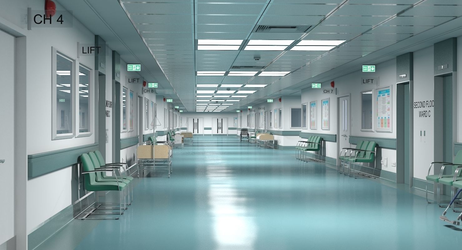 Hospital Hallway 1 Modular 3D model_2
