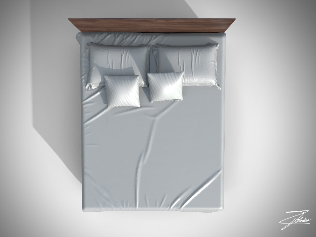 Bed 23 VR ready Low-poly 3D model_4