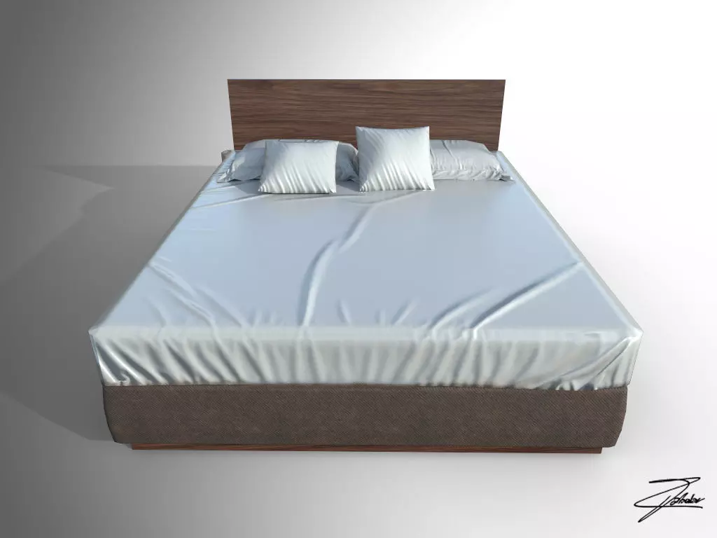 Bed 23 VR ready Low-poly 3D model_0