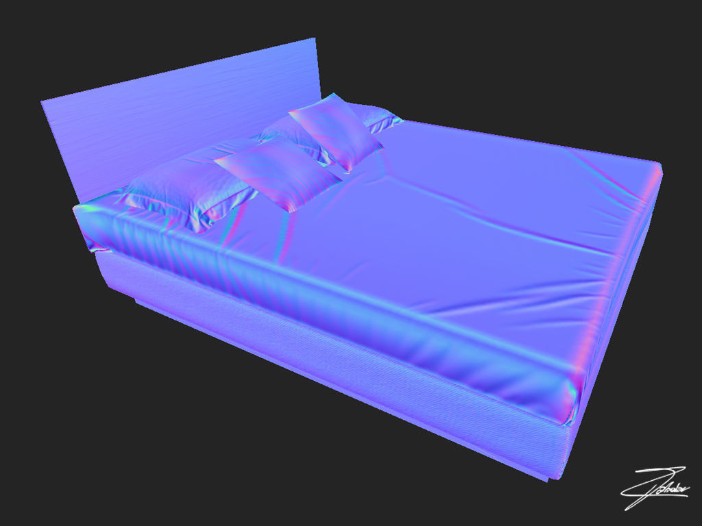 Bed 23 VR ready Low-poly 3D model_9