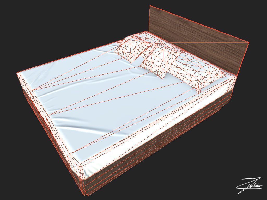 Bed 23 VR ready Low-poly 3D model_8