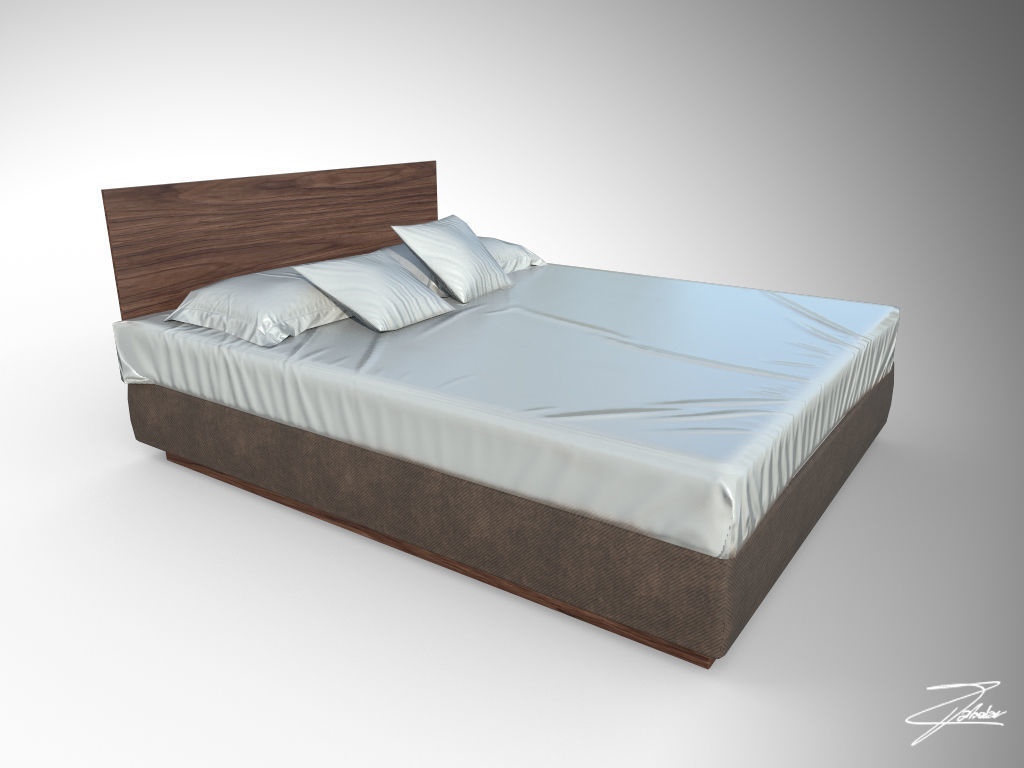 Bed 23 VR ready Low-poly 3D model_1