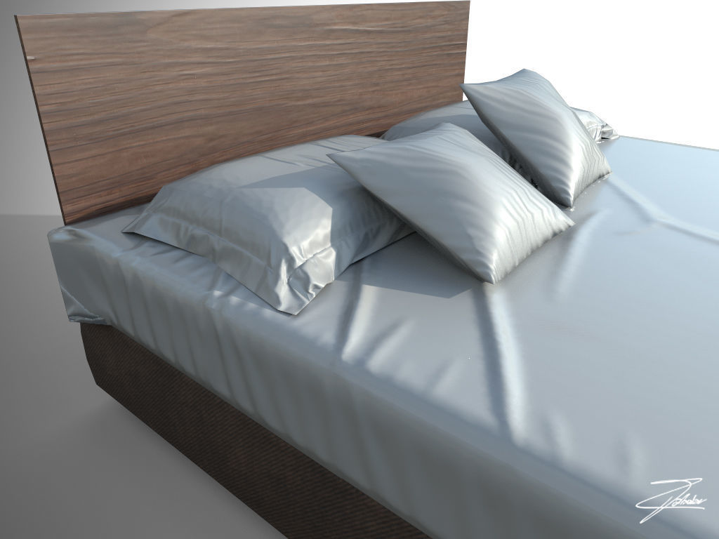 Bed 23 VR ready Low-poly 3D model_6