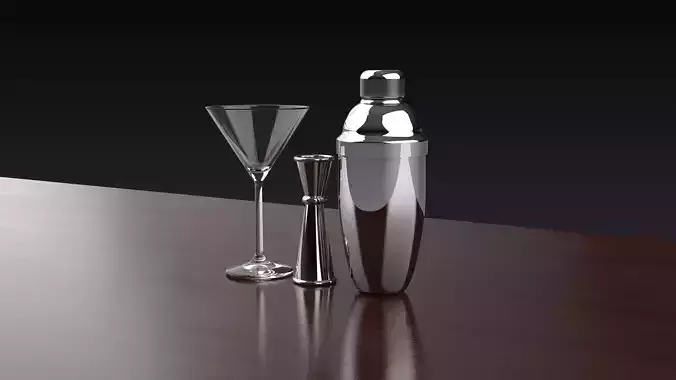 Cocktail glass and shaker