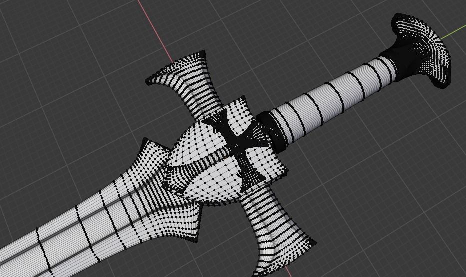 Cross Sword Low-poly and High-poly 3D Model Low-poly 3D model_10