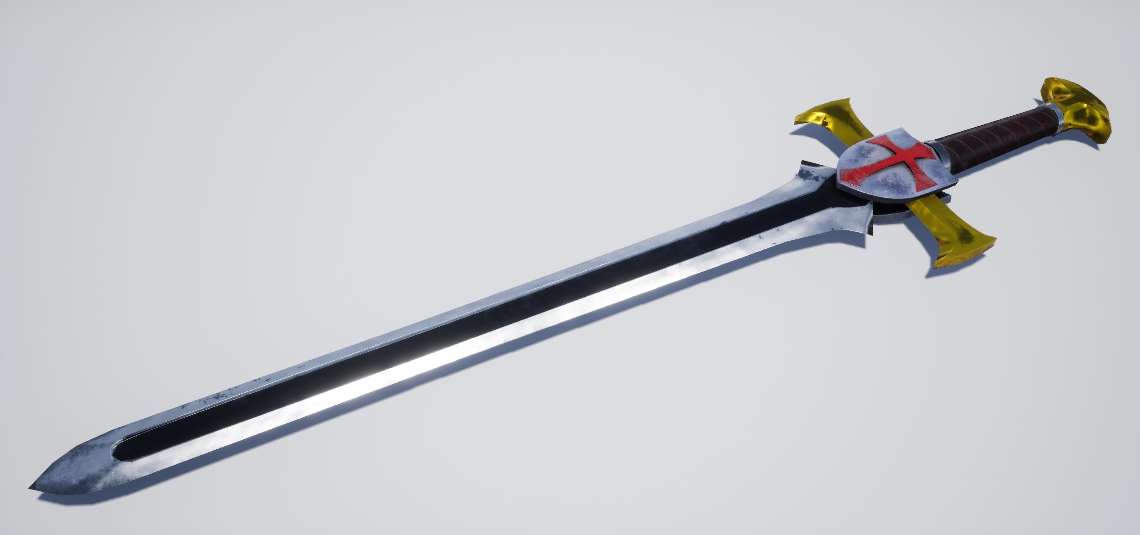 Cross Sword Low-poly and High-poly 3D Model Low-poly 3D model_5