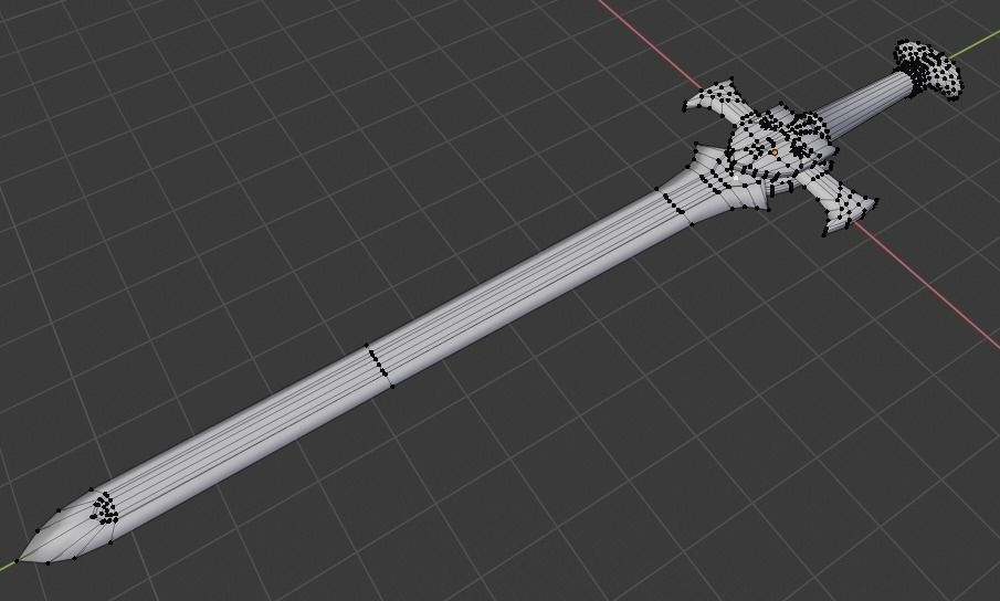 Cross Sword Low-poly and High-poly 3D Model Low-poly 3D model_1