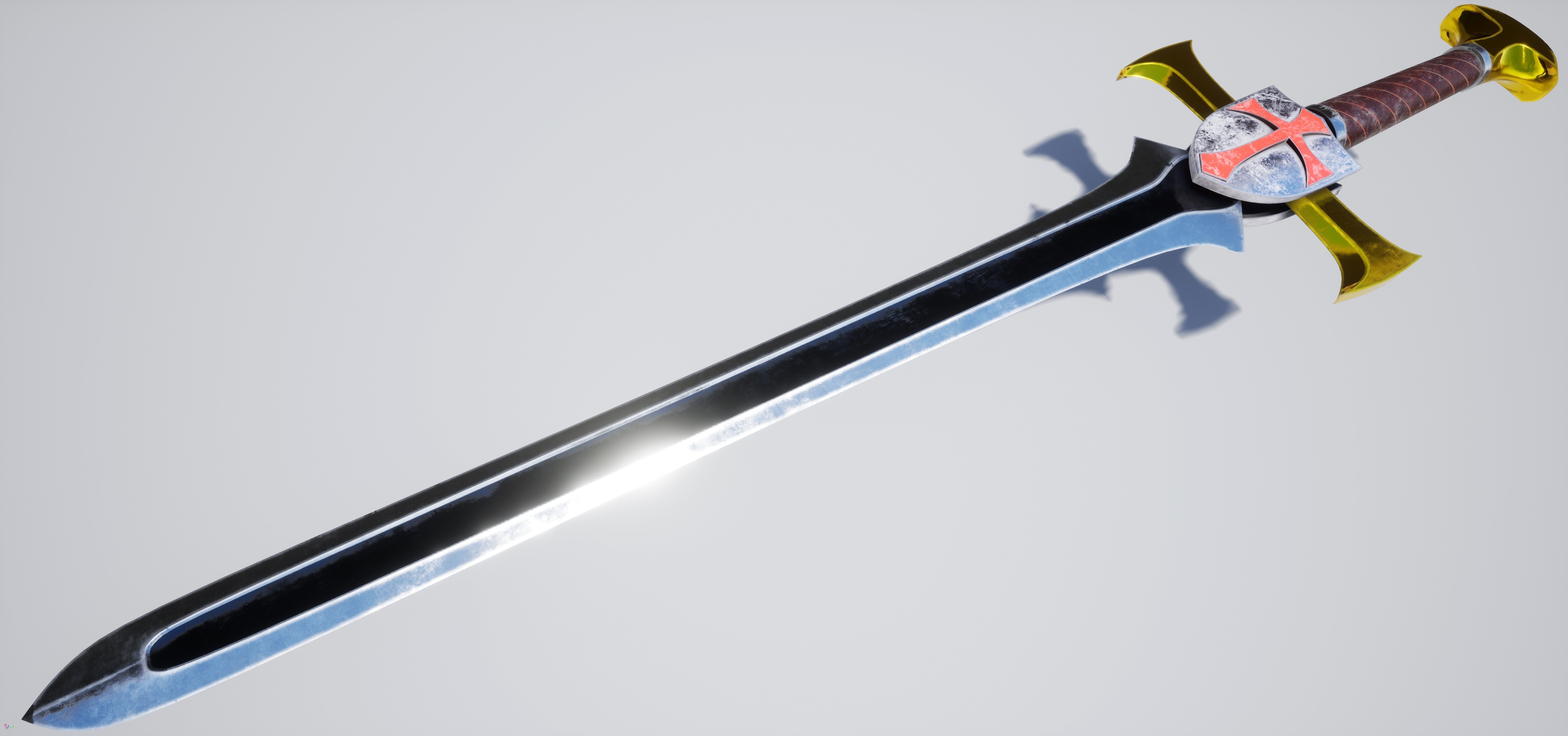 Cross Sword Low-poly and High-poly 3D Model Low-poly 3D model_13