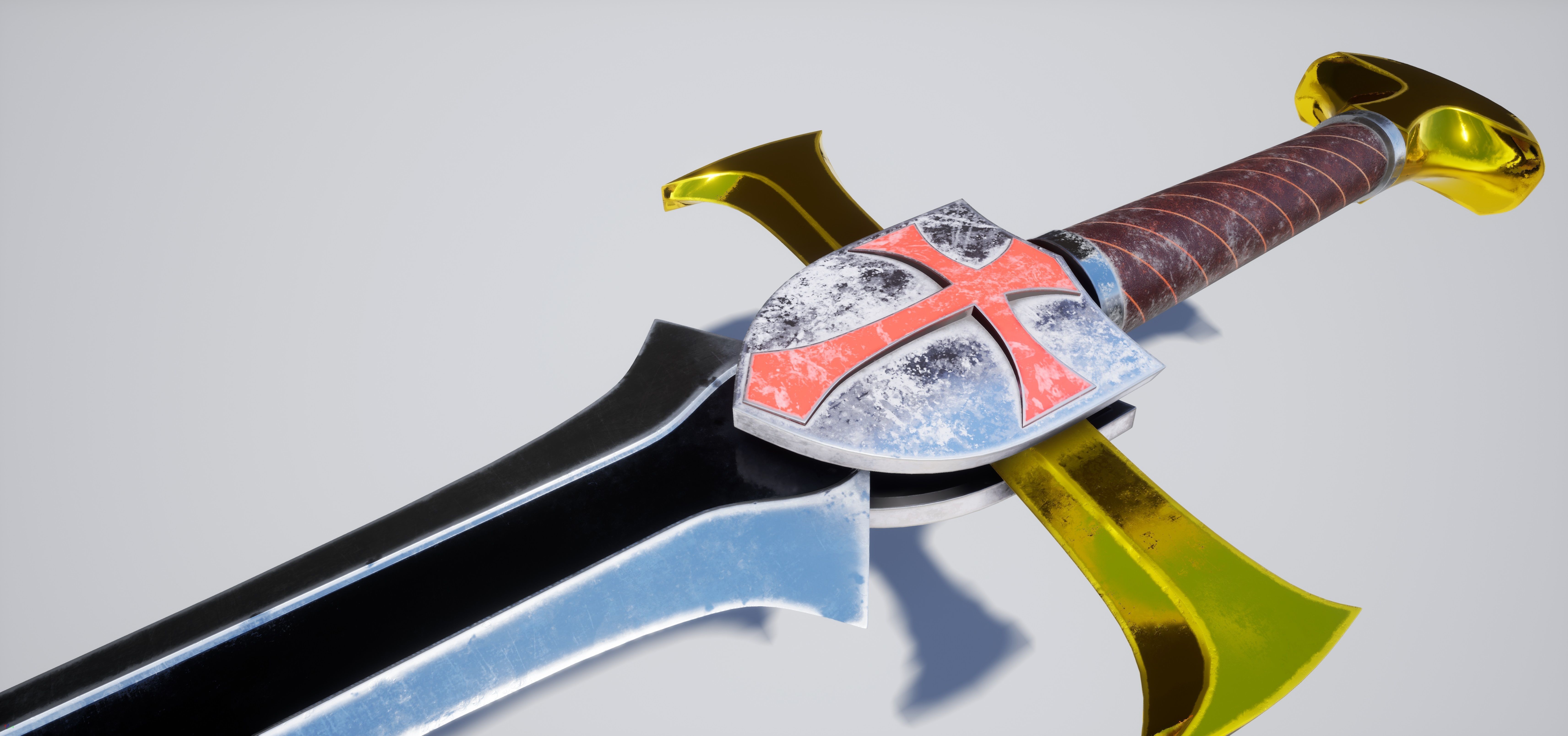 Cross Sword Low-poly and High-poly 3D Model Low-poly 3D model_16
