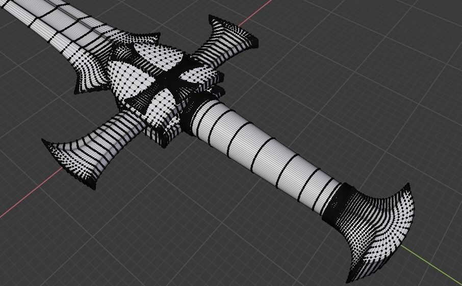 Cross Sword Low-poly and High-poly 3D Model Low-poly 3D model_11