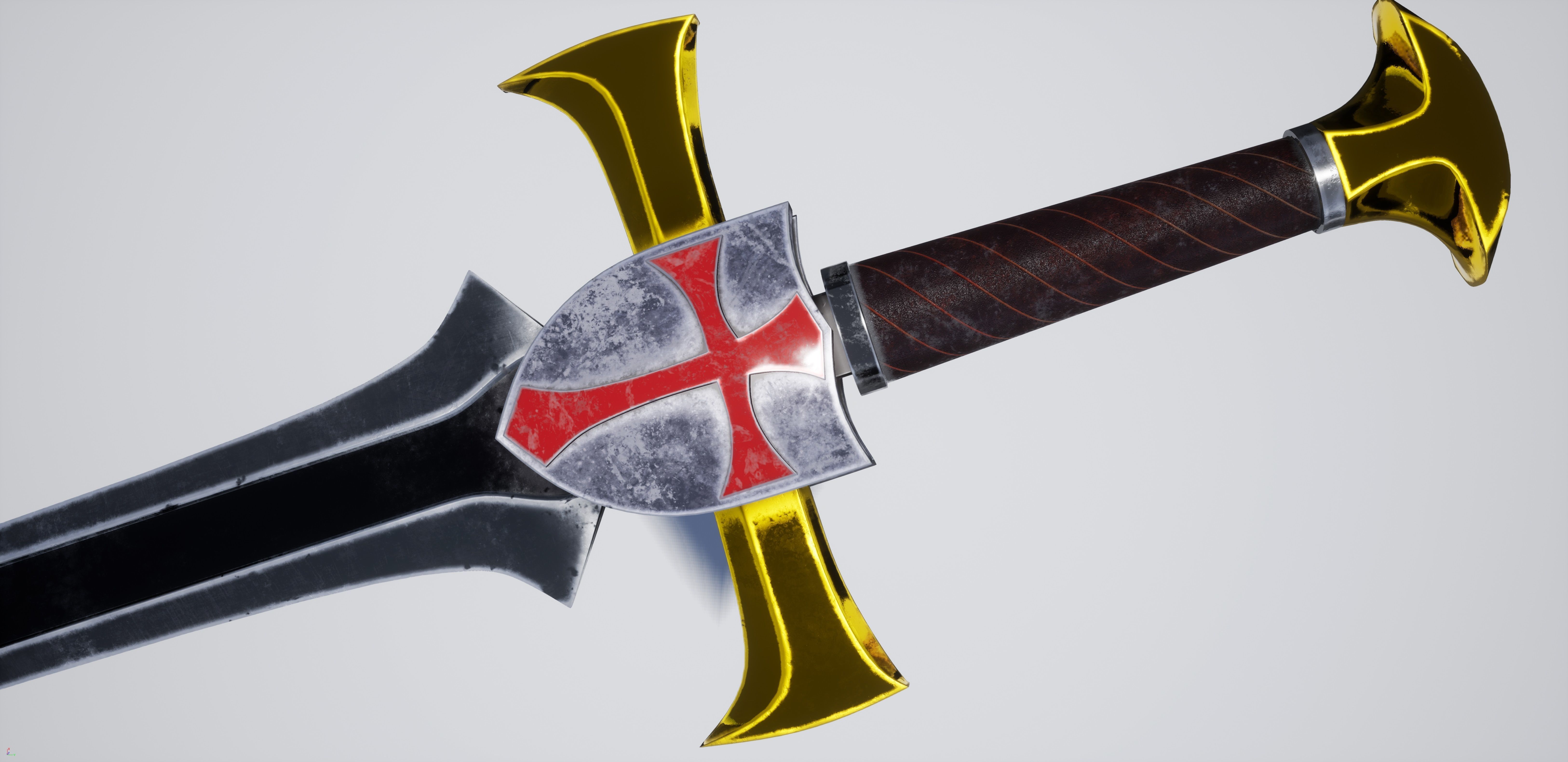 Cross Sword Low-poly and High-poly 3D Model Low-poly 3D model_19