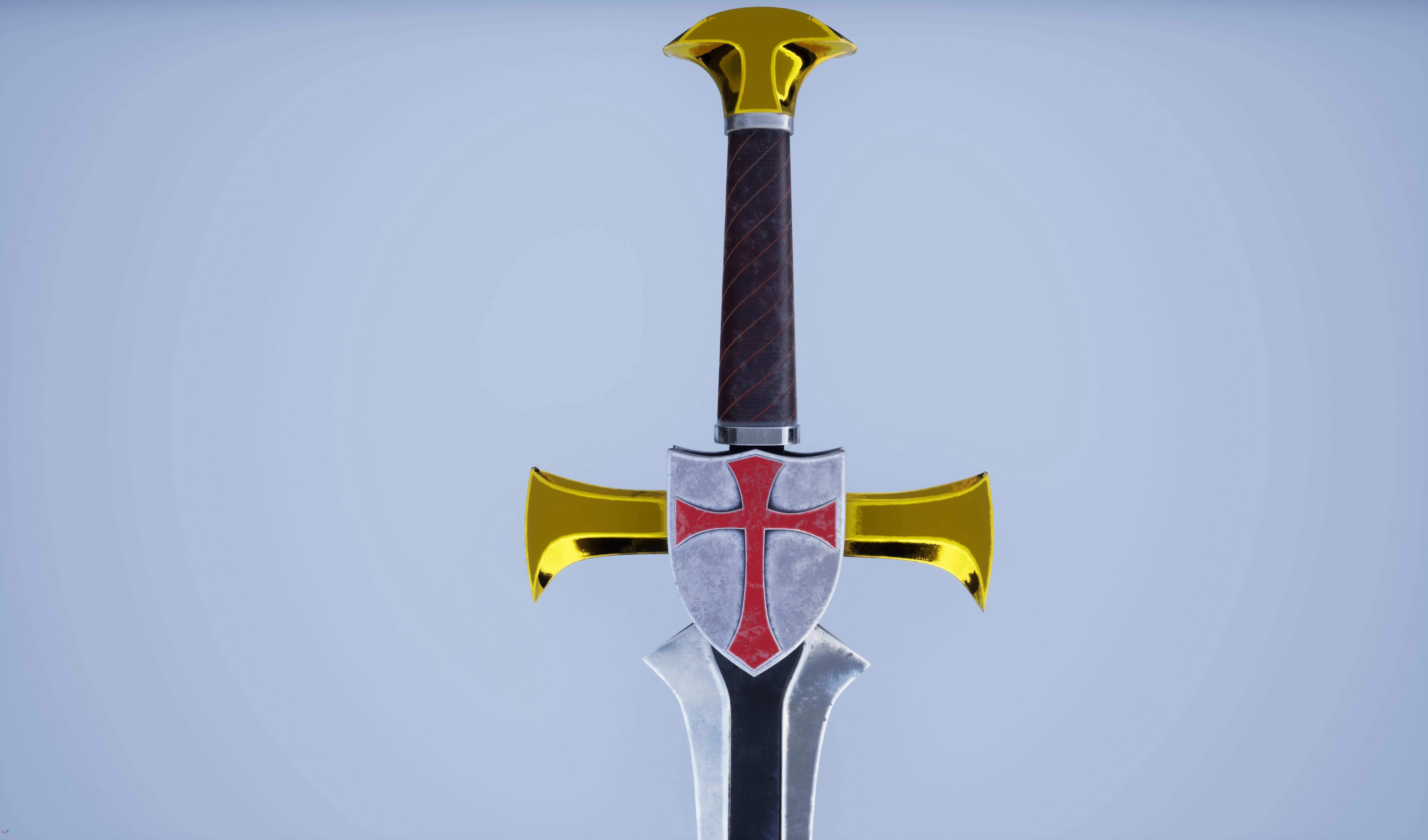 Cross Sword Low-poly and High-poly 3D Model Low-poly 3D model_18