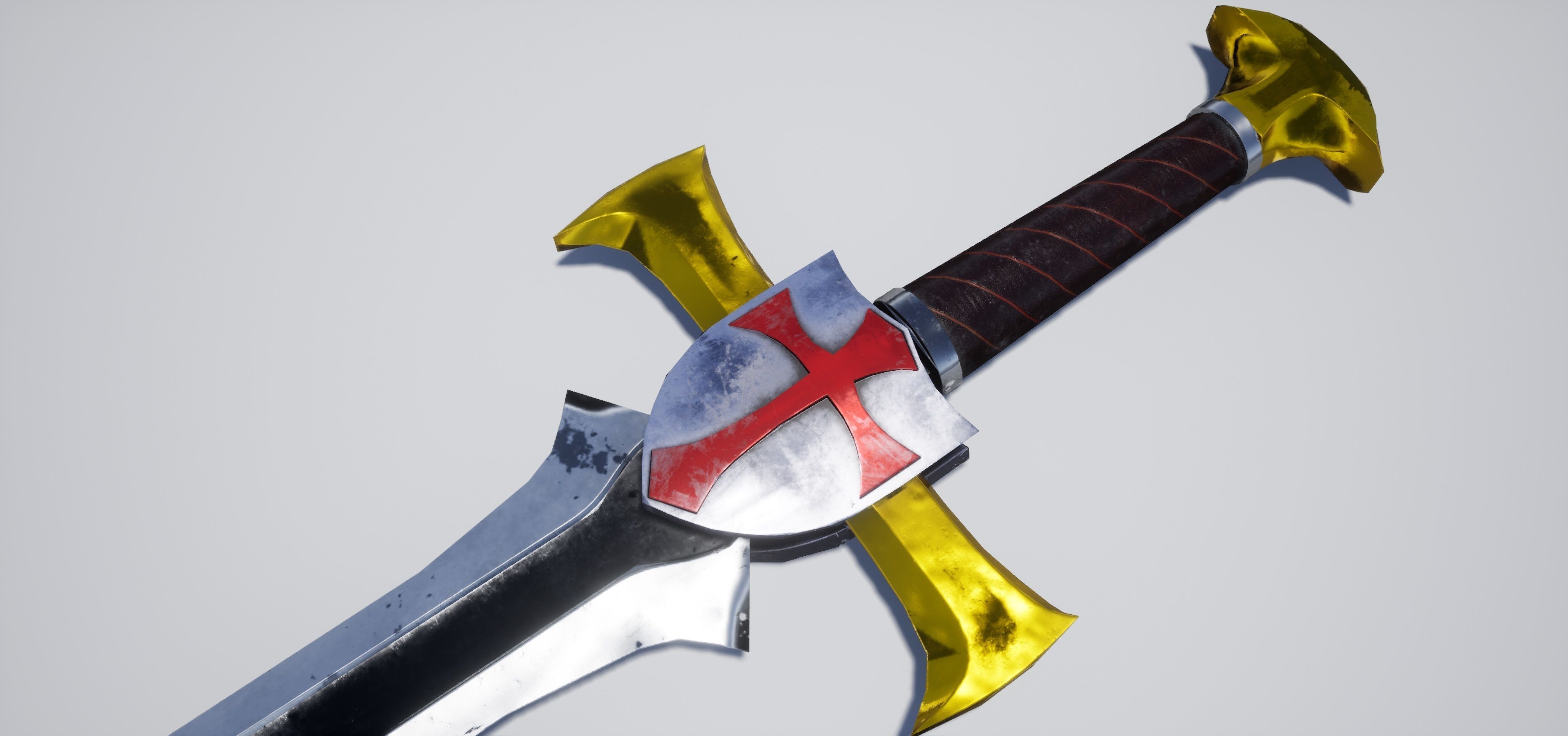 Cross Sword Low-poly and High-poly 3D Model Low-poly 3D model_6