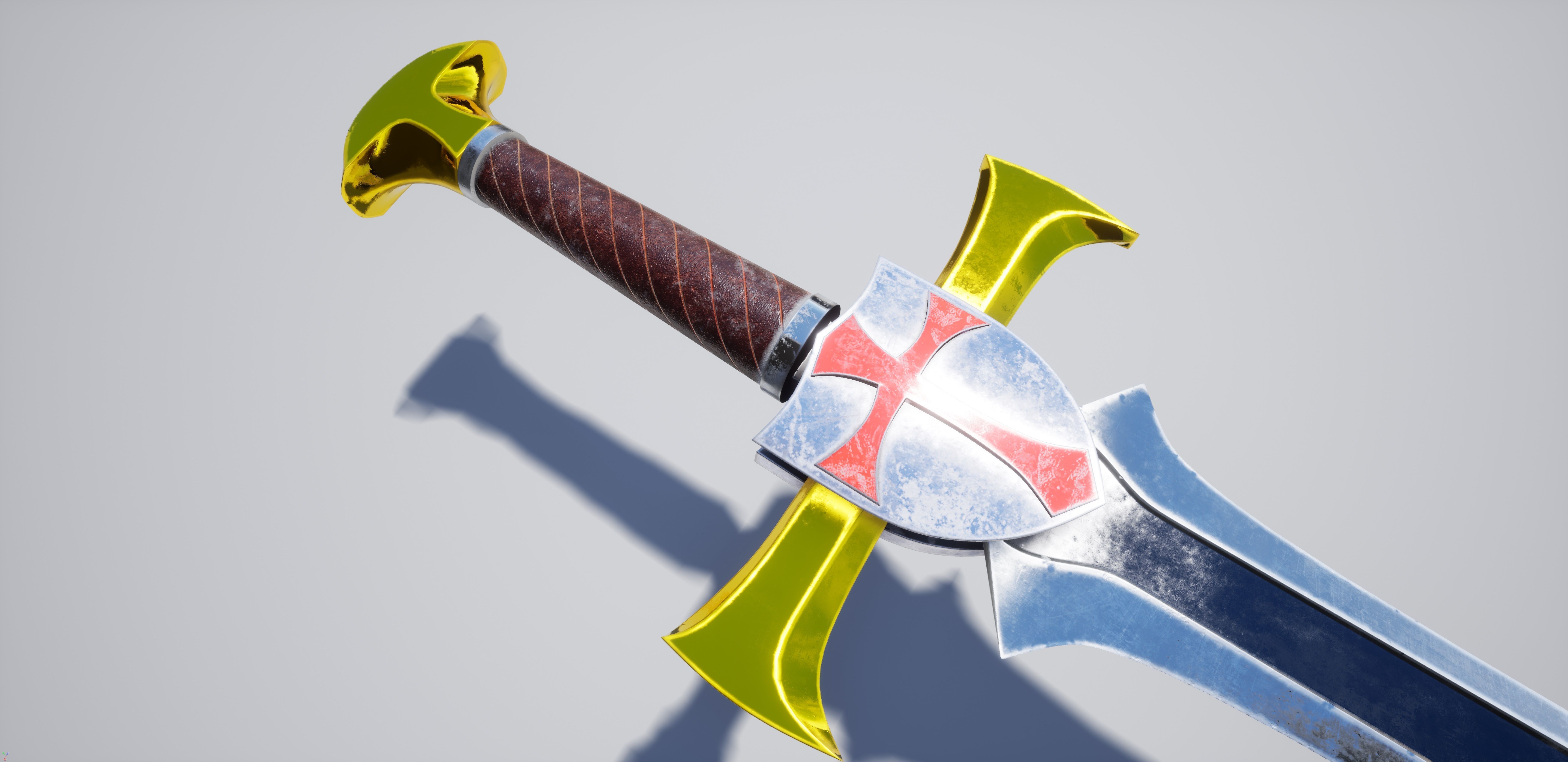 Cross Sword Low-poly and High-poly 3D Model Low-poly 3D model_15