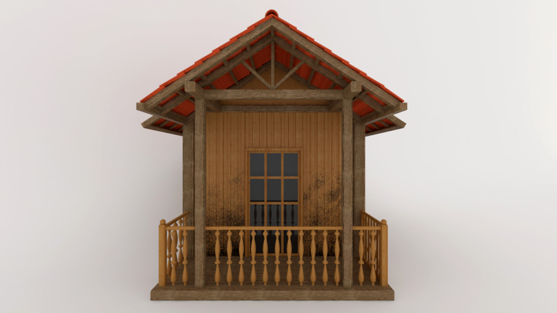 Wood house 3D model_3
