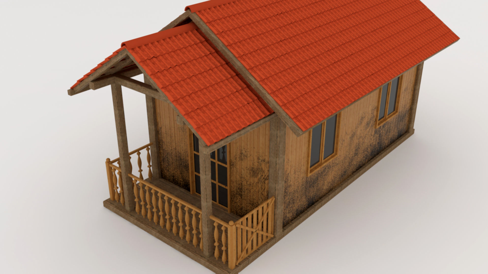 Wood house 3D model_2
