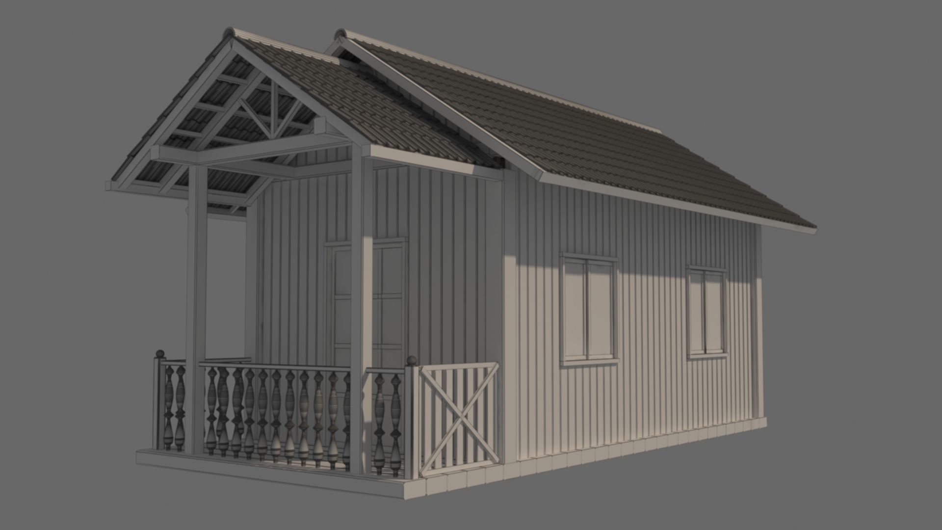 Wood house 3D model_5