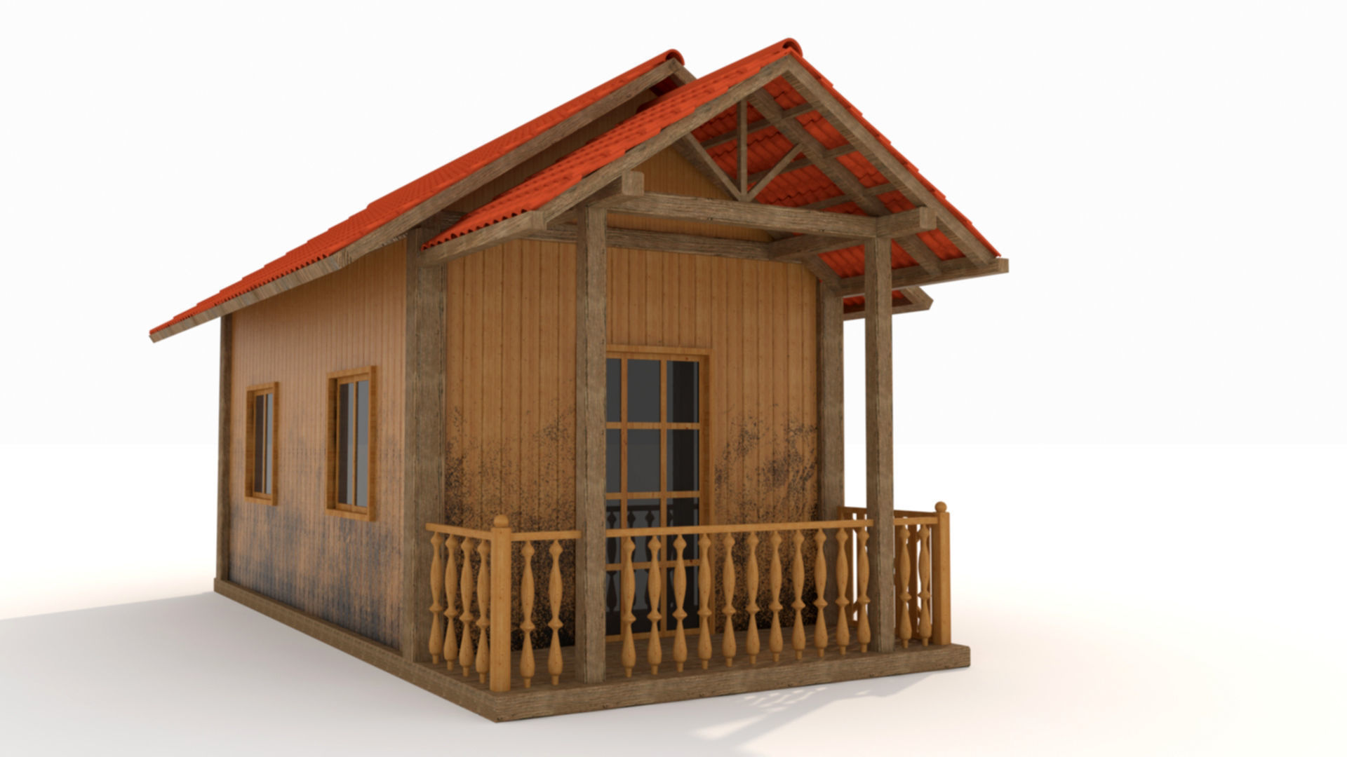 Wood house 3D model_1