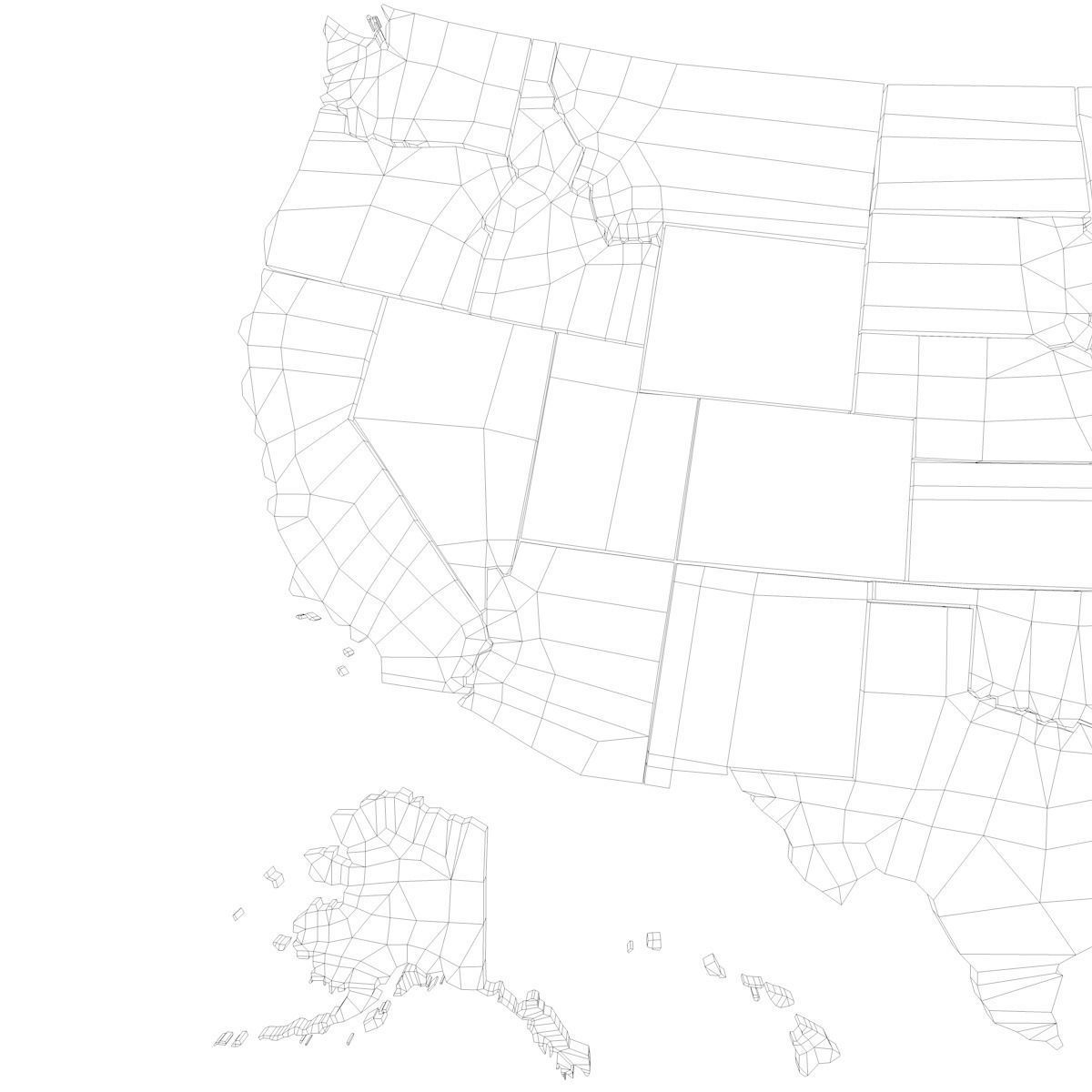 USA States 3D Low-poly 3D model_9