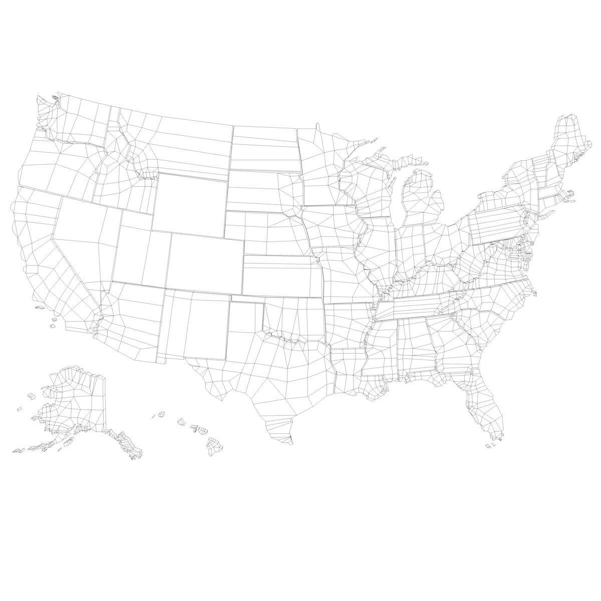 USA States 3D Low-poly 3D model_8