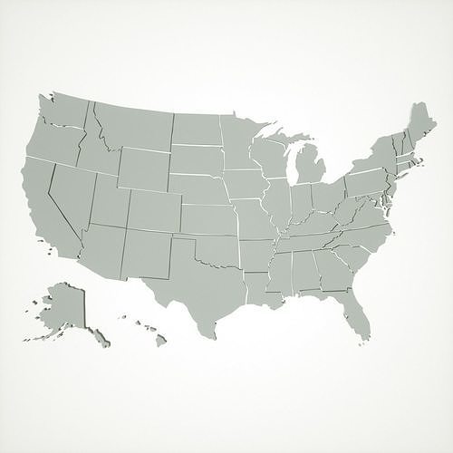USA States 3D Low-poly 3D model