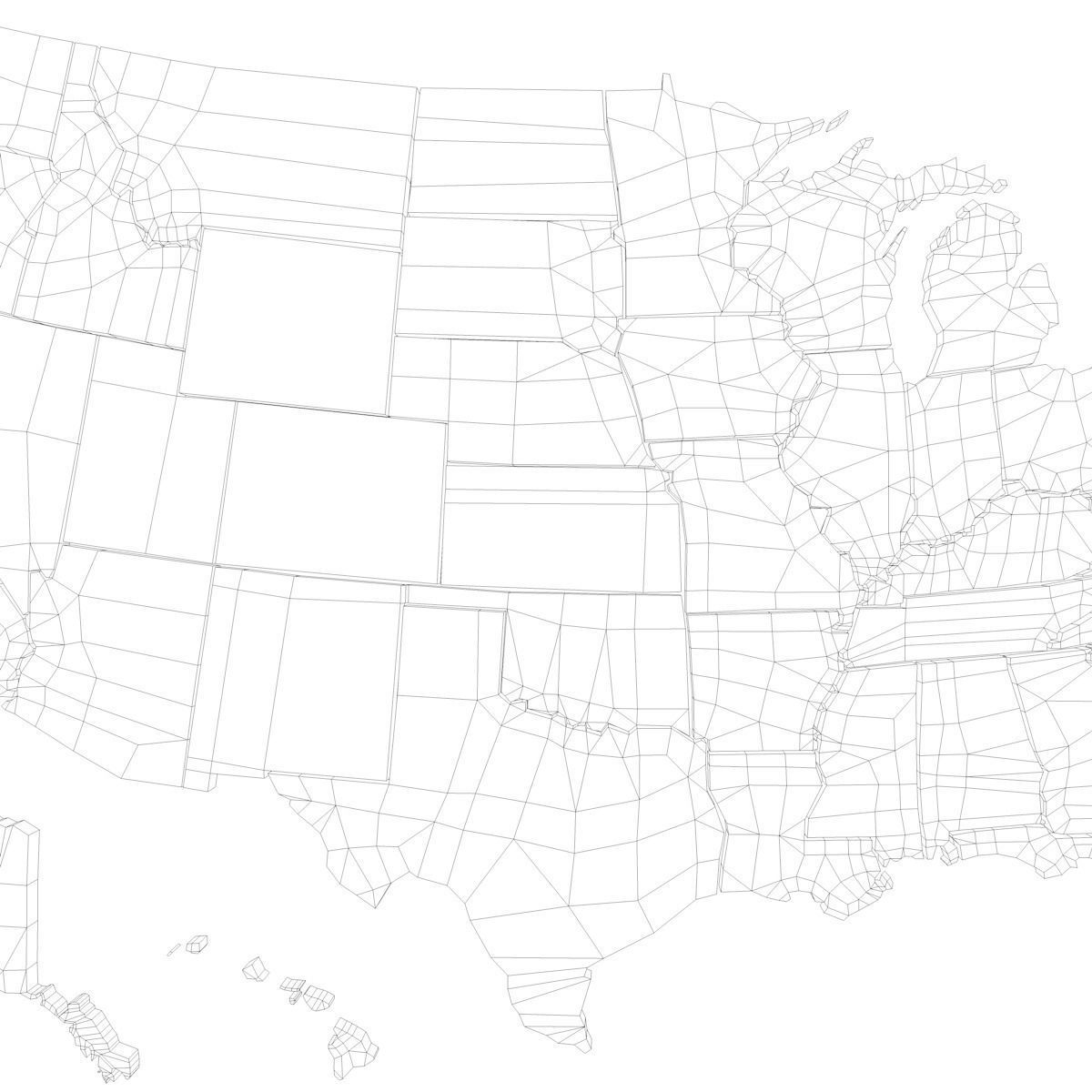 USA States 3D Low-poly 3D model_10
