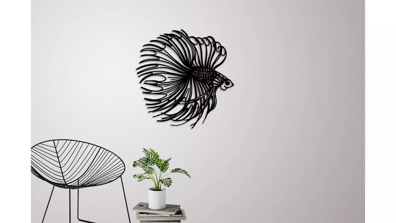 Betta fish wall decoration 3D print model_0