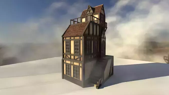Detailed Medieval House 2 Low-poly 3D model