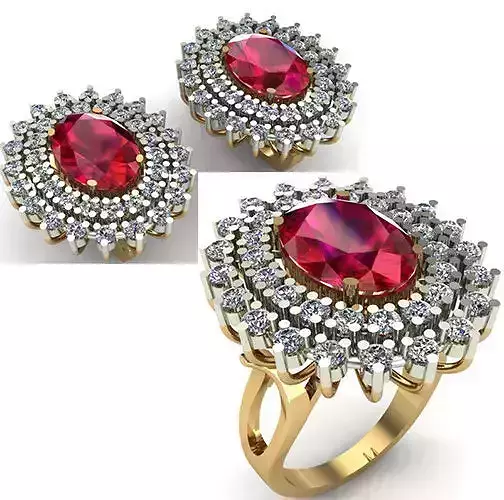 WOMAN SET RING AND EARRINGS 3D Model Collection