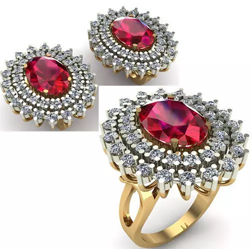 WOMAN SET RING AND EARRINGS 3D Model Collection_0