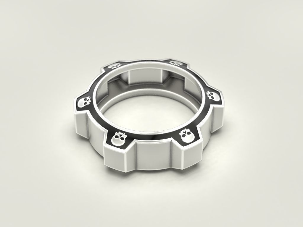 Ring gear with skulls under the enamel 3D print model_5