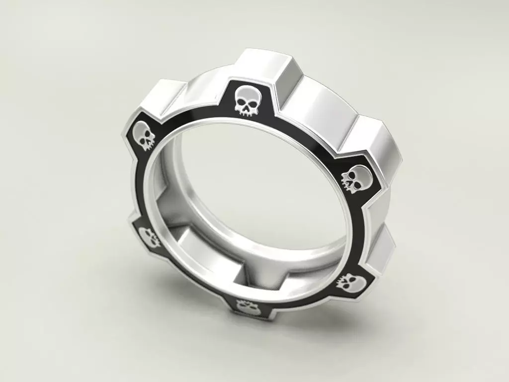 Ring gear with skulls under the enamel 3D print model_0