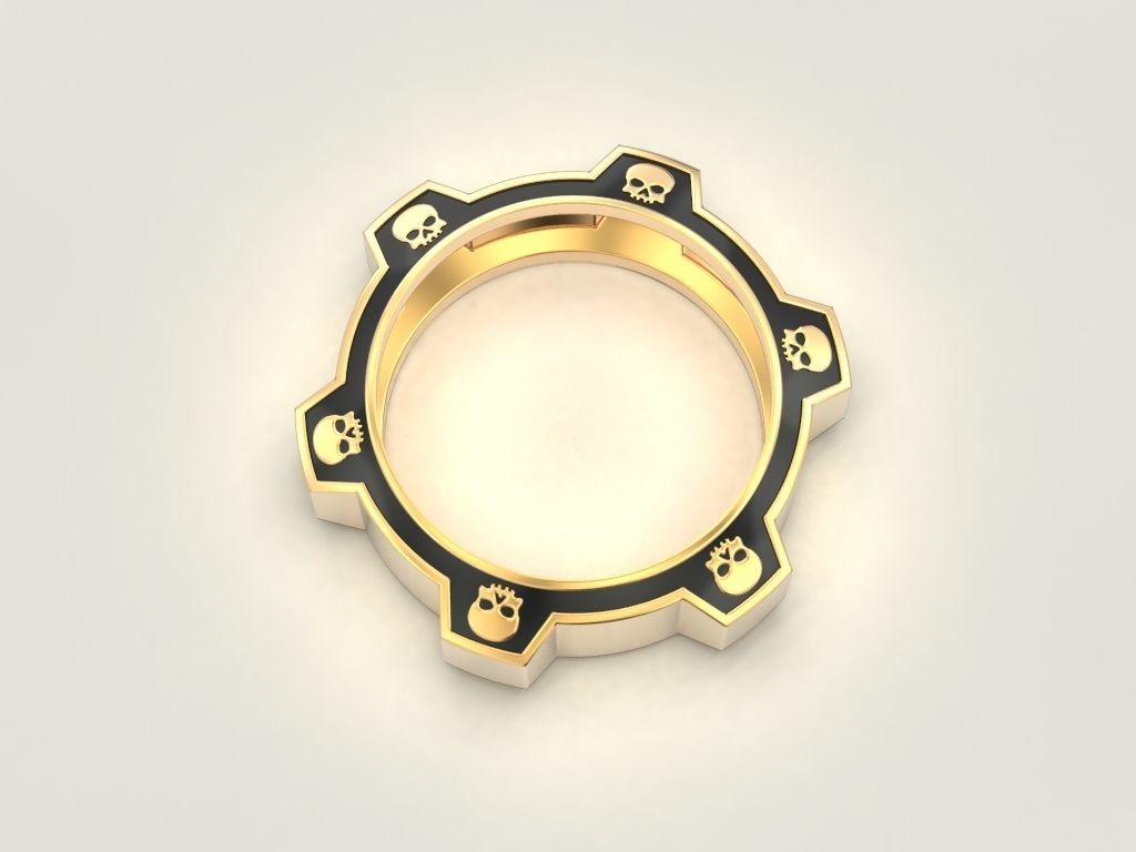Ring gear with skulls under the enamel 3D print model_3