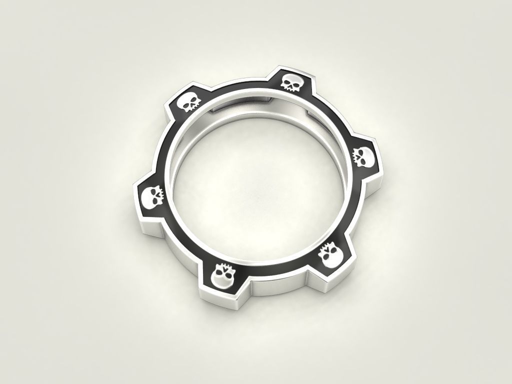 Ring gear with skulls under the enamel 3D print model_2