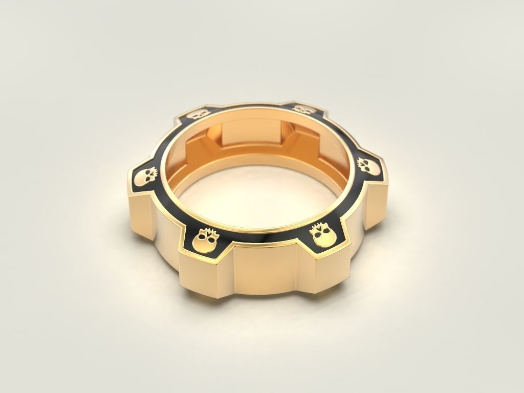Ring gear with skulls under the enamel 3D print model_6